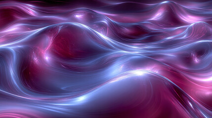 Obraz premium Digital landscape of glowing purple and pink waves, modern metaphor for New Year 2026 - Generated with AI