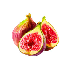 Fig watercolor illustration on a transparent background 
