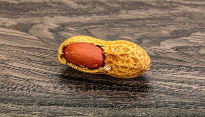 Peanut in shell on wood