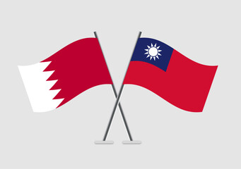 Bahrain and Taiwan vector flags shown with peaceful theme