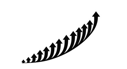 Arrows ascend in a rising curve, symbolizing upward growth and progress.