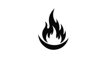 Stylized black flame icon on a white background, representing heat or energy