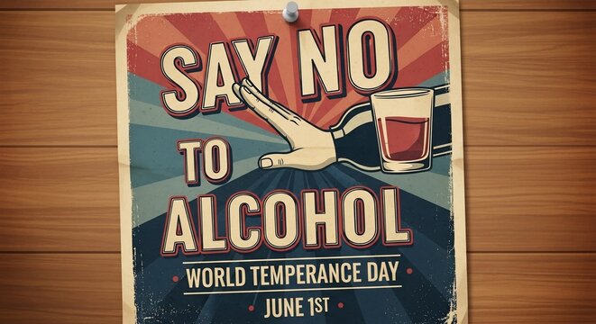 Say No to Alcohol World Temperance Day Poster.