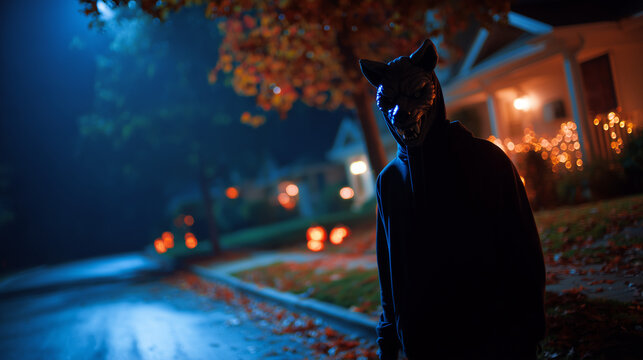 man in halloween werewolf mask 