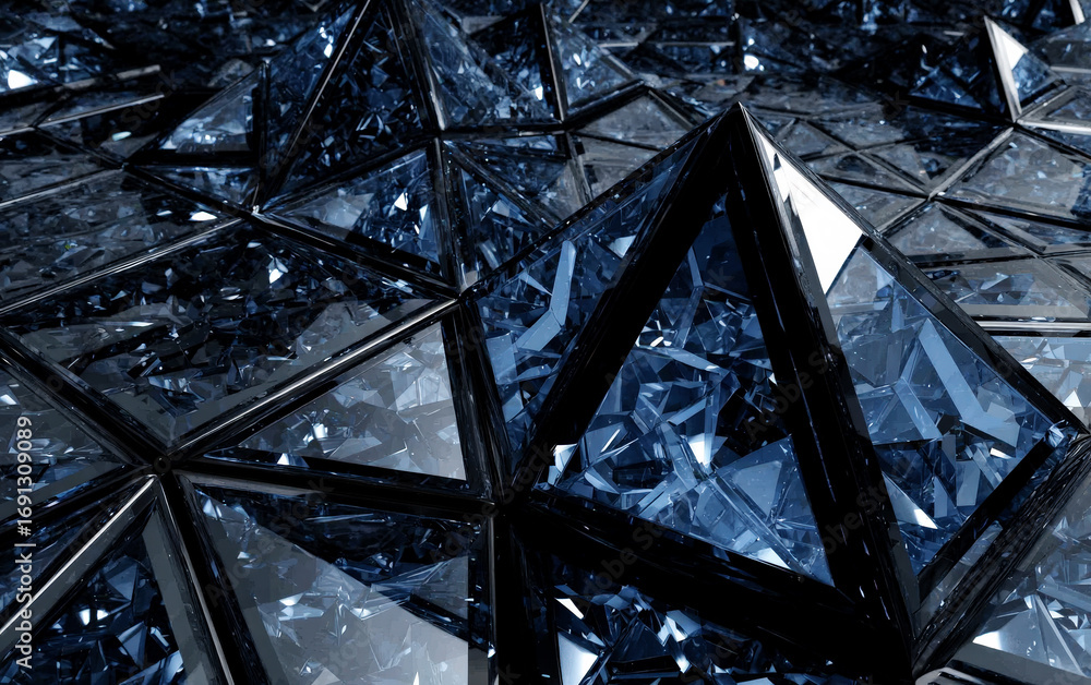 Poster intricate geometric crystal structure with sharp angular shapes