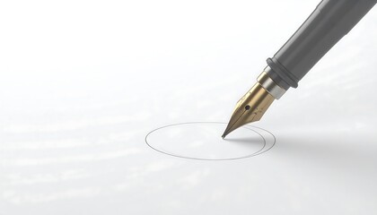 Pen drawing a circle on white paper
