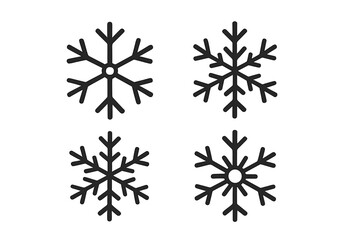 Snowflake icon set. Winter snow flakes linear pictogram collection. Christmas holiday decoration element. Minimal outline vector graphic for web, app, card design. Cold weather symbol.