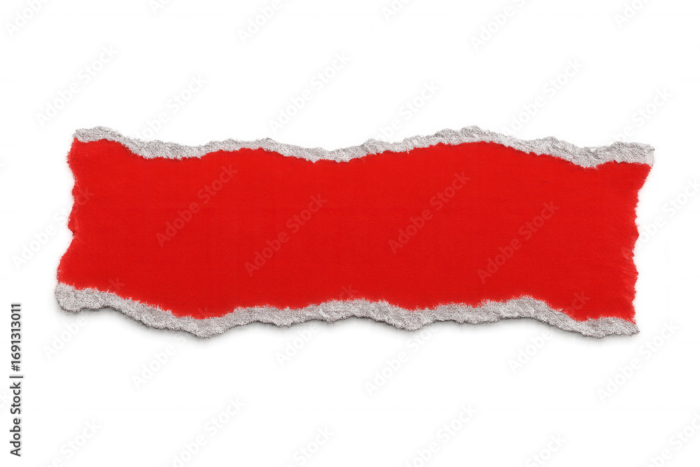 Poster horizontal red torn paper piece with transparent background, creating a vibrant and customizable des