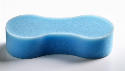 Light Blue Soft Sponge With Curved Edge And Gentle Texture On White Background