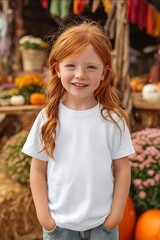 A full body ultrarealistic high resolution photograph of a smiling red haired toddler facing directly toward the camera in a relaxed pose she is wearing a Bel