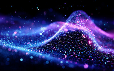 Fototapeta premium Vibrant Abstract Digital Wave with Glittering Particles