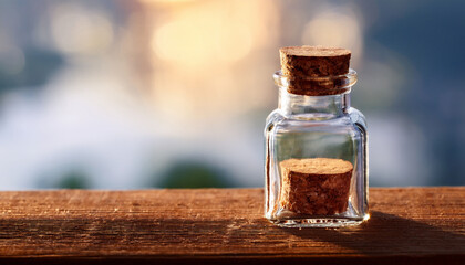 glass bottle with cork