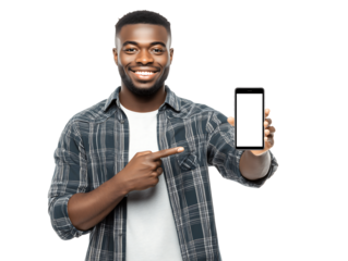 Smiling Man Presenting Blank Smartphone Screen, Mockup,design,blank