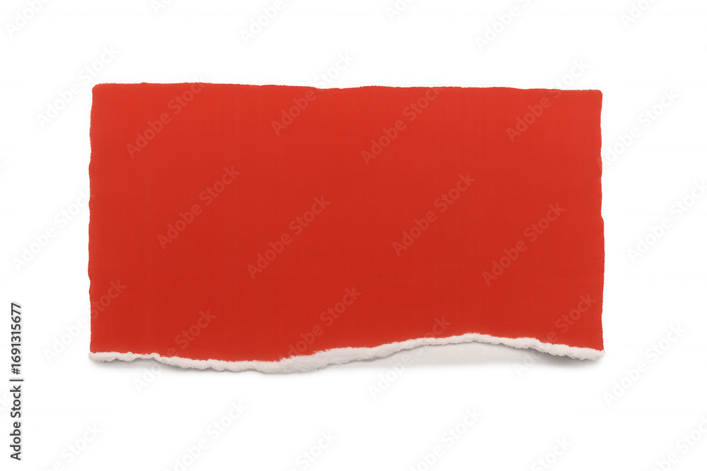 Poster horizontal red torn paper with transparent background, creating a simple yet striking visual element