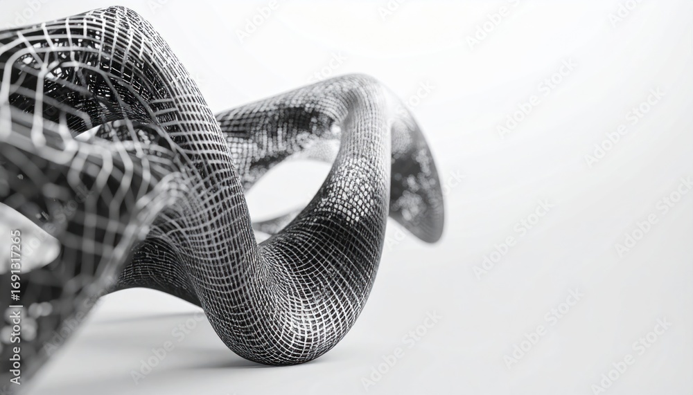 Aufkleber abstract 3d rendered structure with mesh detailing on white background