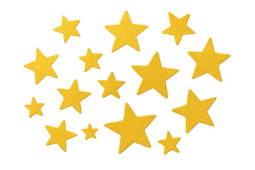 Golden felt stars creating a festive atmosphere on a transparent background, perfect for holiday projects