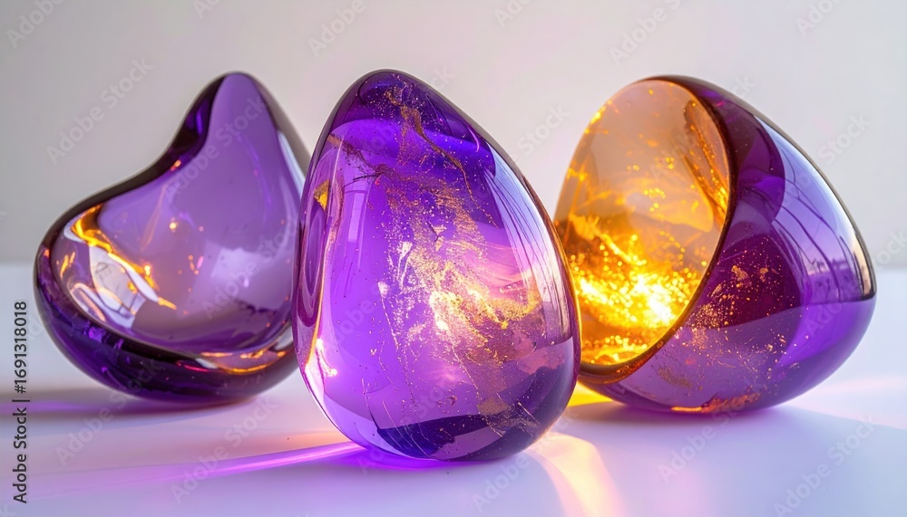 Aufkleber abstract glass sculptures displaying symmetrical patterns and reflective light