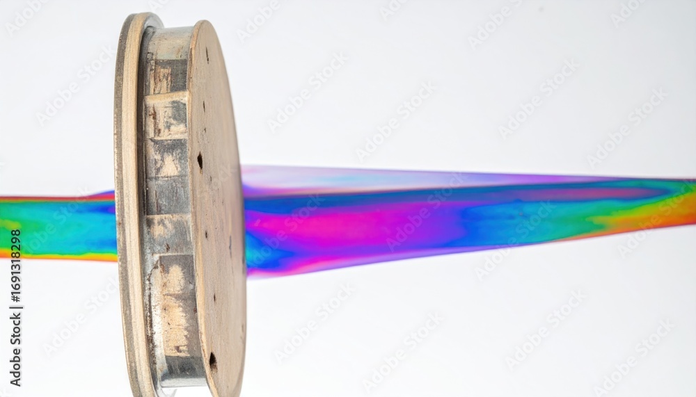 Aufkleber abstract optical effect with circular object and spectrum of colors on white background