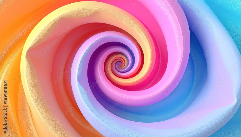 Poster abstract spiral design with gradient rainbow colors and textured surface