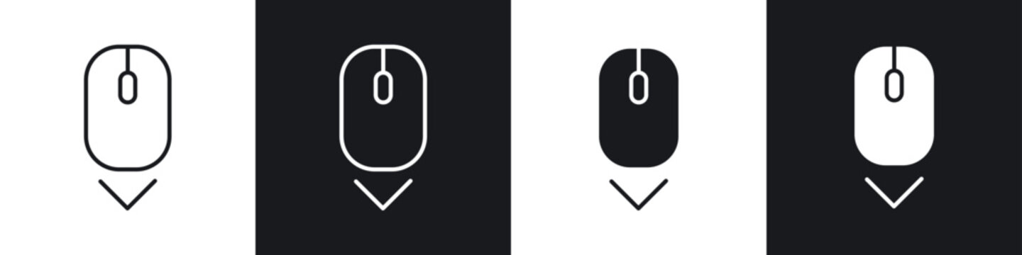 Scroll down computer mouse icon symbol collection on white background.