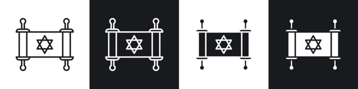 Scroll Torah icon symbol collection on white background.