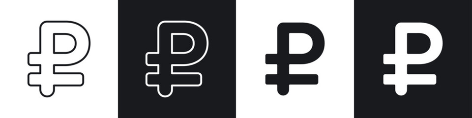 Fototapeta premium Ruble icon symbol collection on white background.