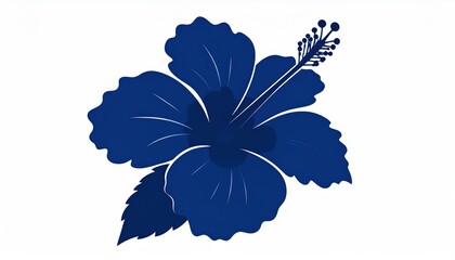 Blue Hibiscus Flower Illustration On White Background Floral Nature