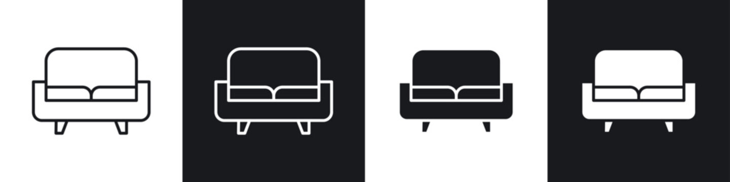Couch icon symbol collection on white background.