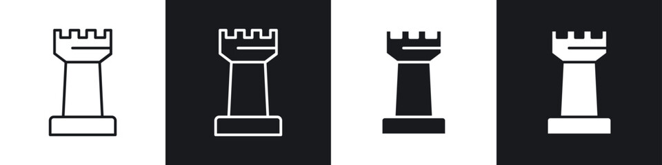 Chess rook icon symbol collection on white background. © Bsbd
