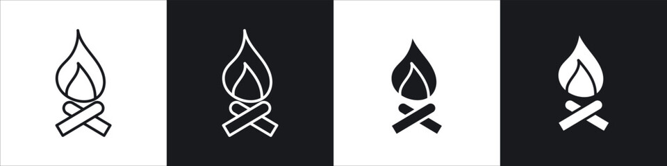 Campfire icon symbol collection on white background.