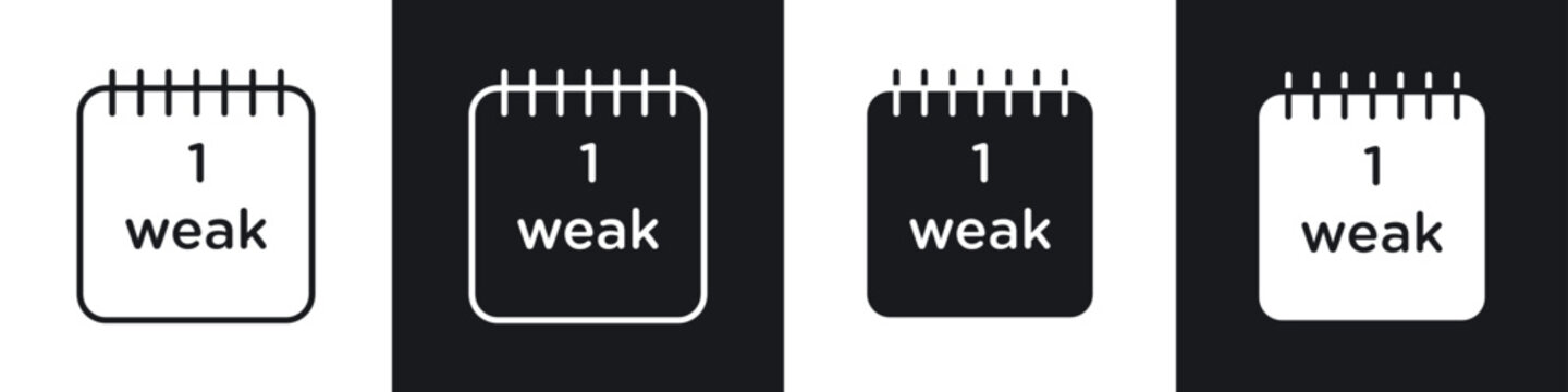 Calendar week icon symbol collection on white background.