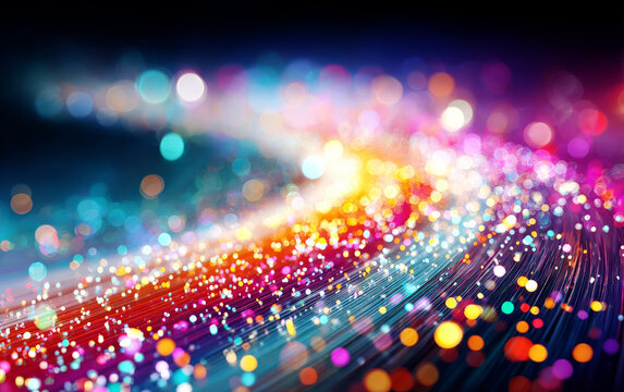 Colorful Fiber Optic Cables with Bright Light Spots