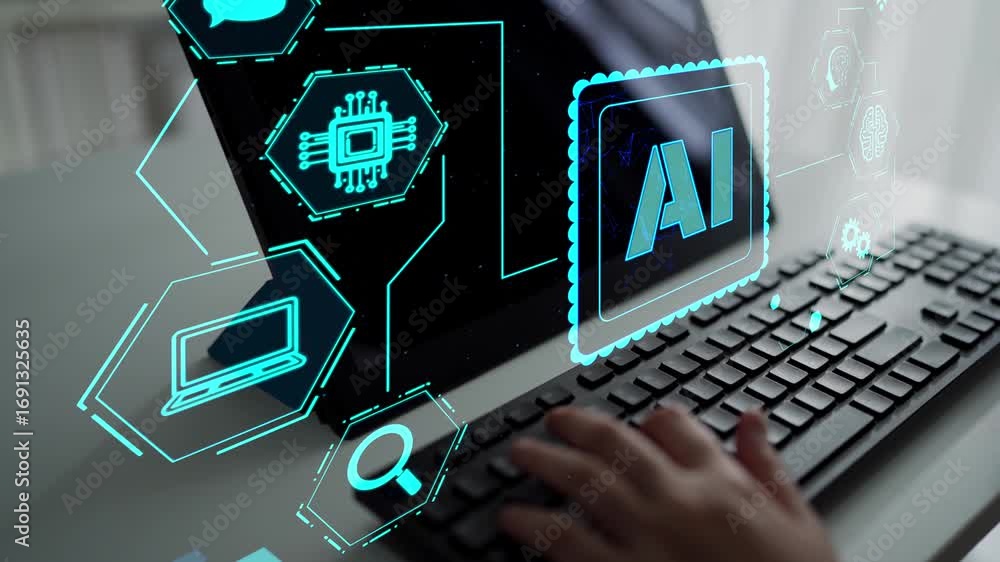 Poster ai assistant brain processor with llm technology, big data, machine learning, generative ai for busi