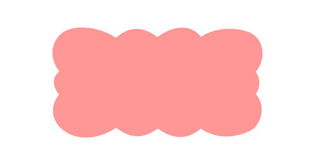 Groovy rectangle with scallop edge shows a funky bubble border in a retro cartoon pop style. Solid frame uses y2k graphic look as playful background and trendy edge element.