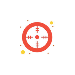 Modern flat icon of a red target crosshair for aiming and focus concepts