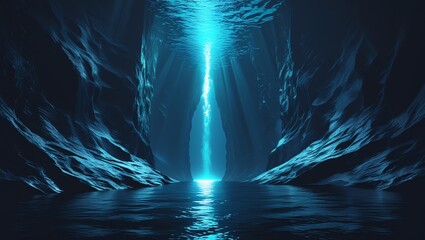 Obraz premium Enigmatic Underwater Cave: A Digital Masterpiece