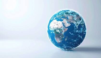 Globe Earth Digital Network Representing Connectivity and Global Communication with Light Blue and White Tones