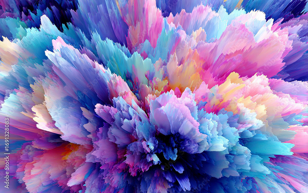 Poster vibrant and colorful abstract flower-like pattern design