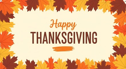 Festive happy thanksgiving greetings surrounded by autumn leaves for seasonal celebration