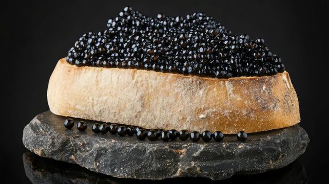 A thick slice of pancetta with scattered black peppercorns, ready to be savored. The contrasting colors and textures make it an enticing food presentation.
