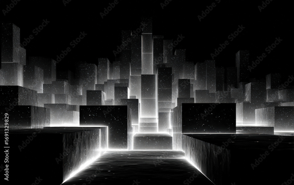 Aufkleber abstract geometric structure with glowing lines and blocks