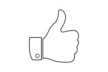 Outline of a hand giving a thumbs up gesture, isolated on transparent background