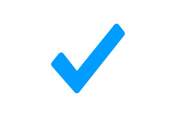 Blue check mark symbol isolated on transparent background
