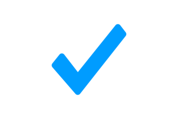 Blue check mark symbol isolated on transparent background