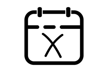Calendar icon with a cross mark, isolated on transparent background
