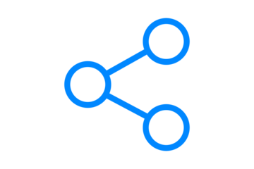 Share icon abstract network diagram with three nodes connected by lines, isolated on transparent background