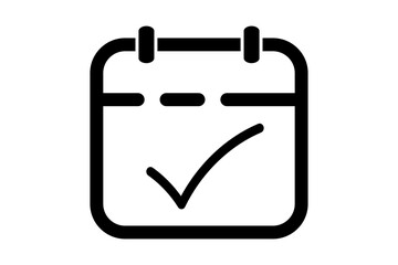 Calendar icon with a checkmark, isolated on transparent background