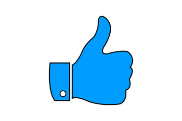 Like button blue thumbs up icon isolated on transparent background