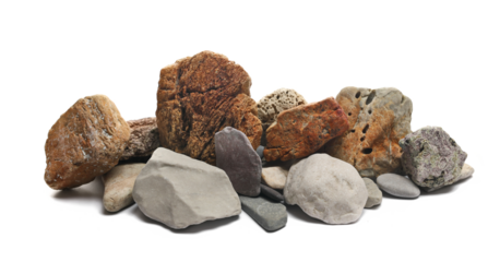 Beach stone isolated on white background, side view	