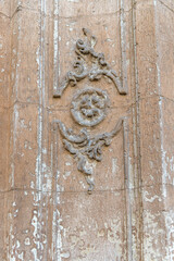 Architectural detail on the facade of the Episcopal Palace of Murcia, Spain